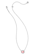 Load image into Gallery viewer, Kendra Scott Baseball Silver Short Pendant Necklace in Ivory Mother of Pearl