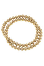 Load image into Gallery viewer, Canvas Cypress Ball Bead Stretch Bracelet Stack in Gold