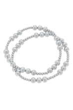 Load image into Gallery viewer, Canvas Kimber Ball Bead Stretch Bracelet Stack in Silver