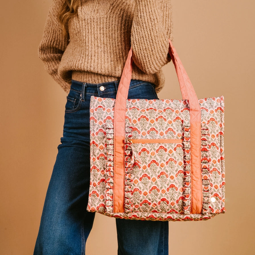 The Everyday Quilted Tote Bag, Everbloom Forest Green main image 1