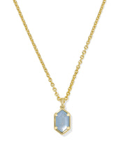 Load image into Gallery viewer, Kendra Scott Hallie Gold Short Pendant Necklace in Sky Blue Mother of Pearl