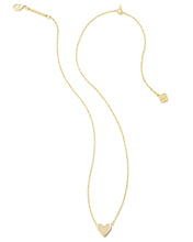 Load image into Gallery viewer, Kendra Scott Framed Ari Heart Short Gold Pendant Necklace in Iridescent Drusy
