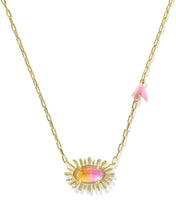Load image into Gallery viewer, Kendra Scott Elisa Bird Gold Short Pendant Necklace in Sunrise Watercolor Illusion
