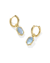 Load image into Gallery viewer, Kendra Scott Hallie Gold Huggie Earrings in Sky Blue Mother of Pearl