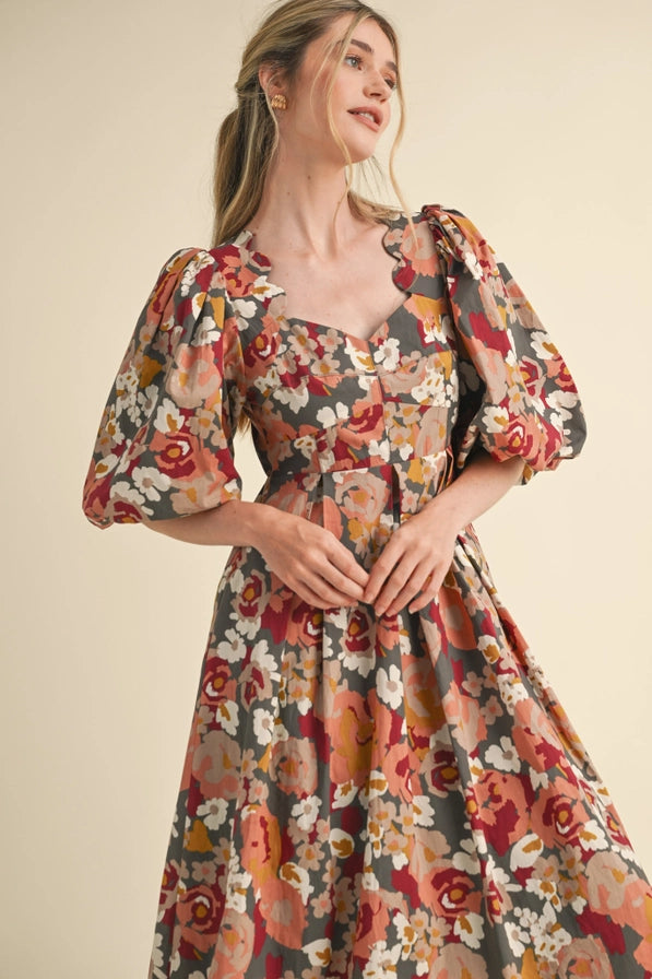 Opalite Bubble Sleeve Dress - Burgundy Specialty Design Company Opalite Bubble Sleeve Dress - Burgundy Specialty Design Company