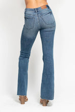 Load image into Gallery viewer, Judy Blue Mid Rise Tummy Control Cut Hem Flare Jean