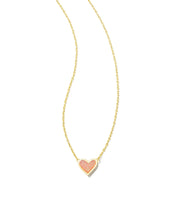 Load image into Gallery viewer, Kendra Scott Framed Ari Heart Short Gold Pendant Necklace in Light Pink Drusy