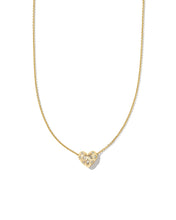 Load image into Gallery viewer, Kendra Scott Holland Gold Heart Short Pendant Necklace in White Crystal