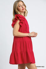 Load image into Gallery viewer, Cassidy Ruffle Dress - Cherry Red *Regular & Curvy*
