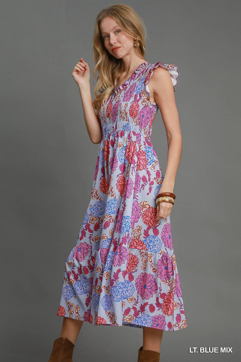 lia floral midi dress in sage Lia Floral Midi Dress