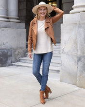 Load image into Gallery viewer, Grace & Lace Long Sleeve Tunic Tee - Natural Stripe