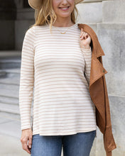 Load image into Gallery viewer, Grace & Lace Long Sleeve Tunic Tee - Natural Stripe