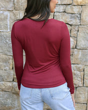 Load image into Gallery viewer, Grace & Lace Modal V-Neck Long Sleeve Tee - Red