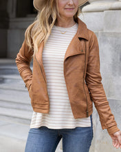 Load image into Gallery viewer, Grace & Lace Move Free Leather Like Moto Jacket - Camel