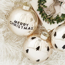 Load image into Gallery viewer, Glass Ornament Set - Merry Christmas & Trees