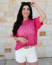 Load image into Gallery viewer, Grace & Lace Open Knit Short Sleeve Pullover - Pink
