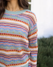 Load image into Gallery viewer, Grace & Lace Pointelle Striped Sweater - Multi Earth Tone
