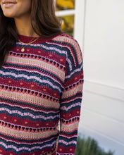 Load image into Gallery viewer, Grace & Lace Pointelle Striped Sweater - Multi Jewel
