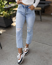 Load image into Gallery viewer, Grace & Lace Premium Denim High Waisted Mom Jean Distressed Light Mid Wash