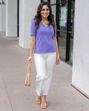 Load image into Gallery viewer, Grace & Lace Cotton Puff Sleeve V-Neck Top - Iris
