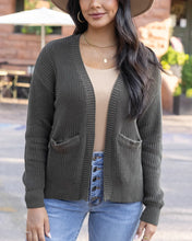 Load image into Gallery viewer, Grace & Lace Slouchy Knit Pocket Cardigan - Deep Olive
