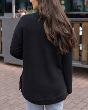 Load image into Gallery viewer, Grace & Lace Slouchy Waffle Pullover - Black