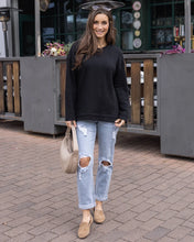 Load image into Gallery viewer, Grace & Lace Slouchy Waffle Pullover - Black