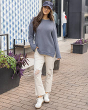 Load image into Gallery viewer, Grace & Lace Slouchy Waffle Pullover - Grey