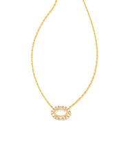 Load image into Gallery viewer, Kendra Scott Elisa Gold Crystal Frame Short Pendant Necklace in Ivory Mother of Pearl