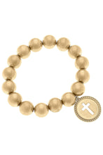 Load image into Gallery viewer, Canvas Coin Cross Stretch Bracelet in Worn Gold