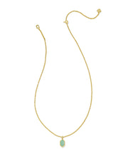 Load image into Gallery viewer, Kendra Scott Hallie Gold Short Pendant Necklace in Mint Green Watercolor Illusion