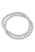 Load image into Gallery viewer, Canvas Cypress Ball Bead Stretch Bracelet Stack in Silver