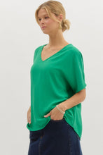 Load image into Gallery viewer, Blissful Basics V-Neck Top - Kelly Green *Regular & Curvy*