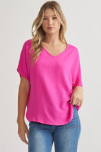 Load image into Gallery viewer, Blissful Basics V-Neck Top - Hot Pink *Regular & Curvy*