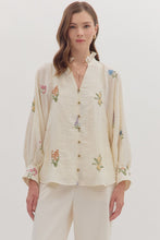 Load image into Gallery viewer, April Floral Embroidered Button Down - Ecru