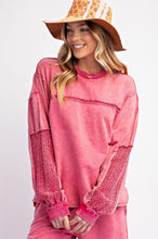 Load image into Gallery viewer, Ari Crochet Trim Pullover - Crimson