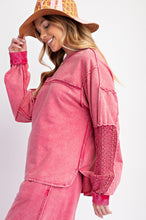 Load image into Gallery viewer, Ari Crochet Trim Pullover - Crimson