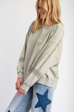 Load image into Gallery viewer, Ava Lace Trim Pullover - Dusty Sage
