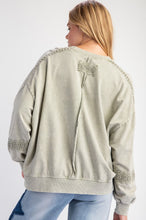 Load image into Gallery viewer, Ava Lace Trim Pullover - Dusty Sage