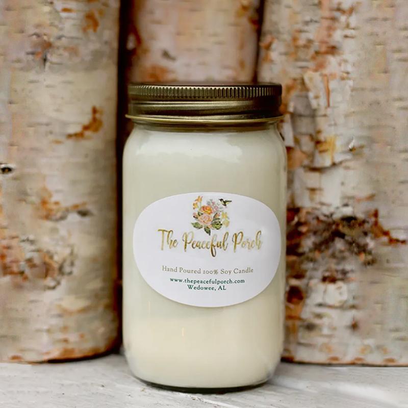 The Peaceful Porch 16 oz. Jar Candle White Pumpkin Rolls
