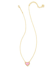 Load image into Gallery viewer, Kendra Scott Ari Heart Gold Pendant Necklace in Bubblegum Pink Opal