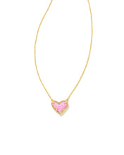 Load image into Gallery viewer, Kendra Scott Ari Heart Gold Pendant Necklace in Bubblegum Pink Opal