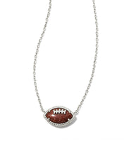Load image into Gallery viewer, Kendra Scott Football Silver Short Pendant Necklace in Orange Goldstone