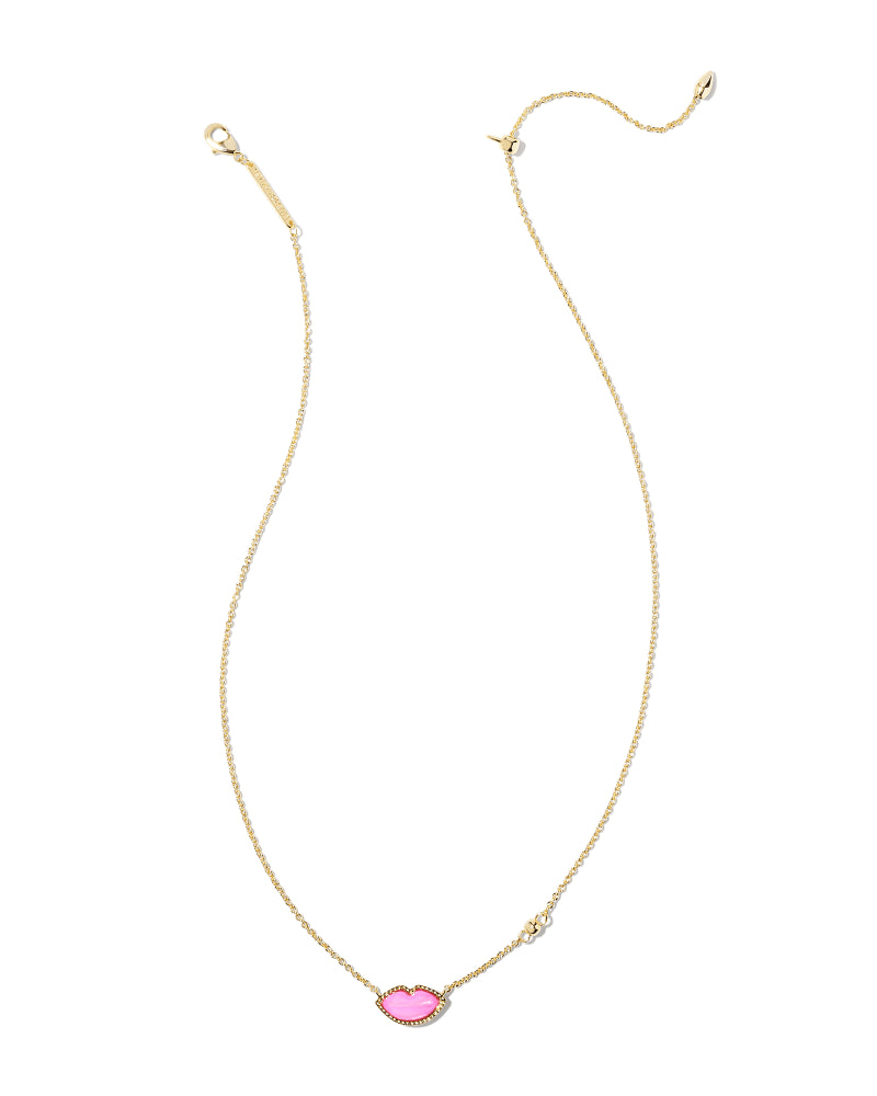 Kendra Scott Lips Gold Pendant Necklace in Hot Pink Mother of