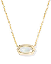 Load image into Gallery viewer, Kendra Scott Elisa Bezel Gold Short Pendant Necklace in Ivory Mother of Pearl