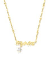 Load image into Gallery viewer, Kendra Scott Mom Gold Crystal Short Pendant Necklace in White CZ