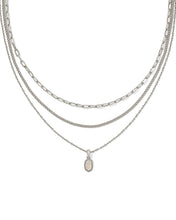 Load image into Gallery viewer, Kendra Scott Mini Elisa Silver Triple Strand Necklace in Iridescent Drusy