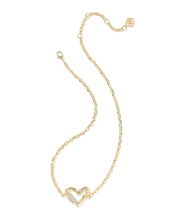Load image into Gallery viewer, Kendra Scott Emery Heart Gold Short Pendant Necklace in White Crystal