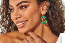 Load image into Gallery viewer, Blair Gold Jewel Open Frame Earrings in White Crystal by Kendra Scott