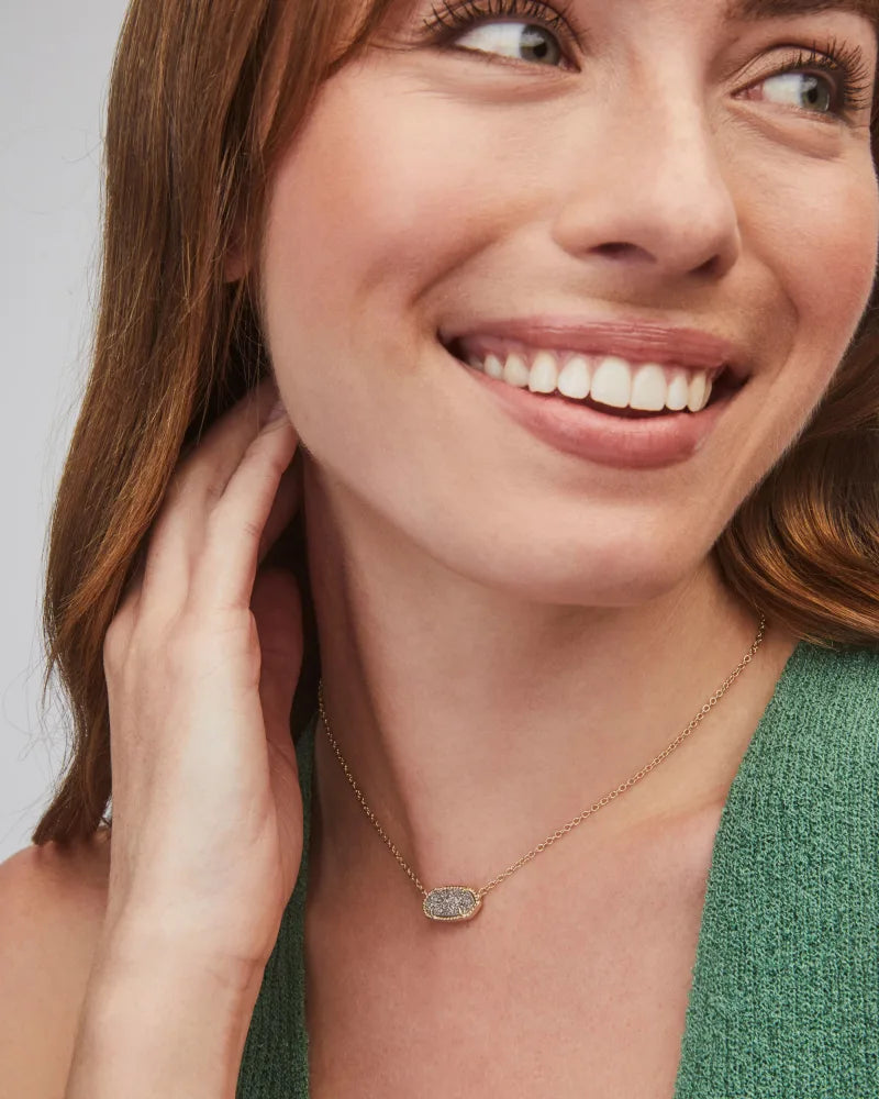 Elisa Gold Pendant Necklace in Platinum Drusy by Kendra Scott